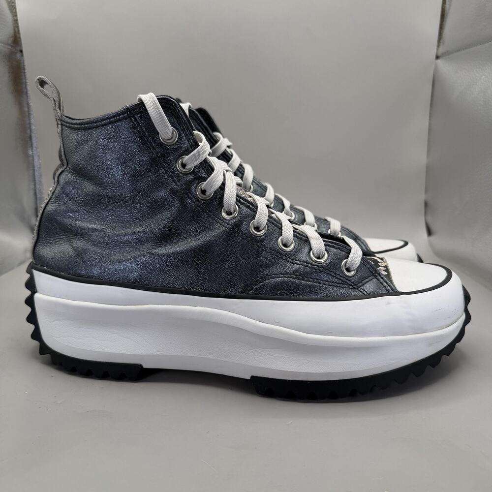 Converse Run Star Hike Shoes Womens 11 Blue Leather Platform Sneakers Snakeskin